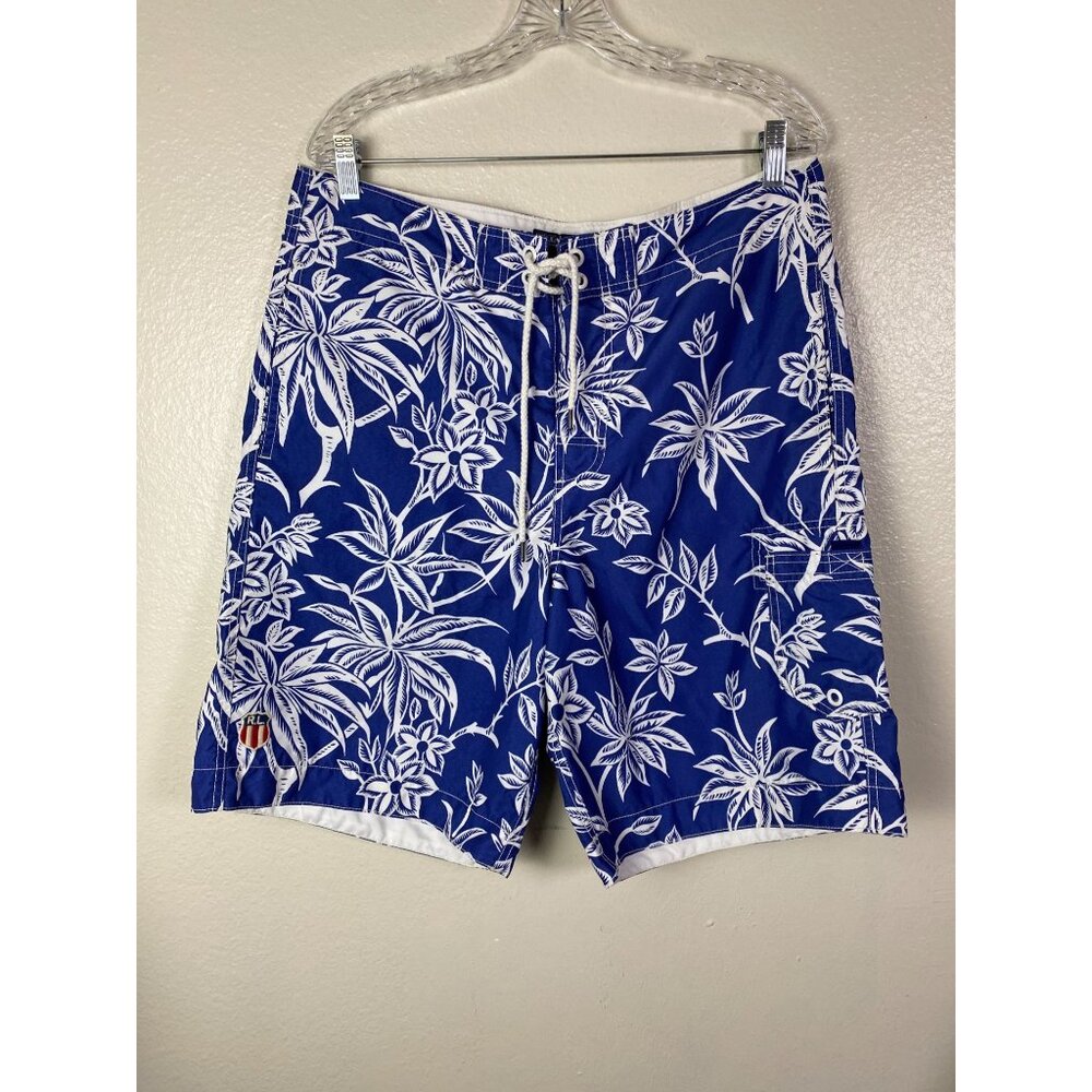 💜 Polo Ralph Lauren Blue Floral Swim Trunks Large Mens Hawaiian Lined Board Surf